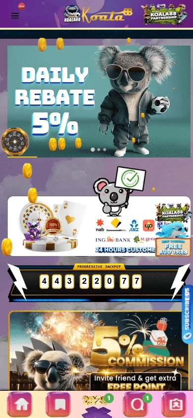 Koala88 Casino mobile home view