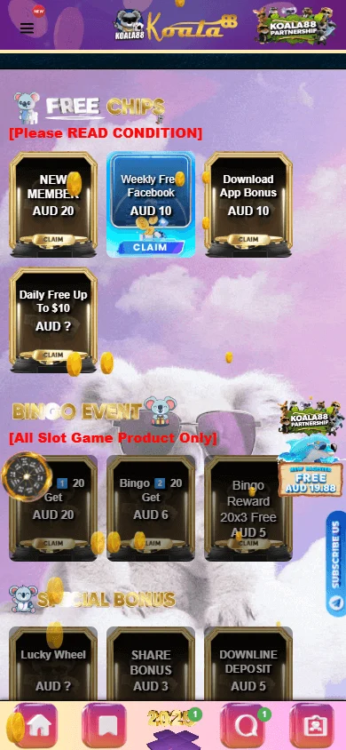 Koala88 Casino mobile promotions view